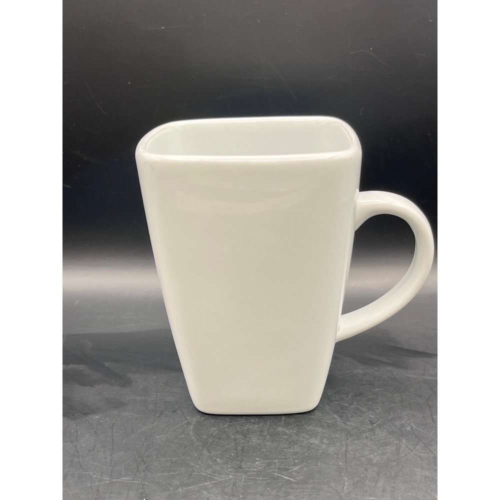 Food Network Ceramic White Square Coffee‎ Mug Modern Kitchen Dining 10 oz